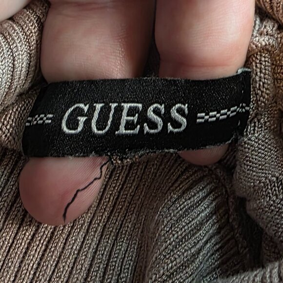 Cozy Ribbed Knit Turtleneck Guess Dress in Beige - Size M - Perfect for Fall! - Picture 12 of 14